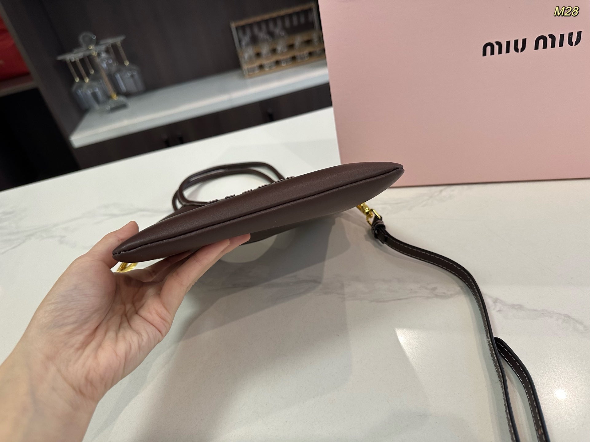 IVY MINI TOTE BAG 20 IN BROWN CALFSKIN