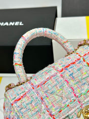 CC MINI 21 FLAP BAG IN LIGHT PINK MIX COLORFUL WOOL TWEED