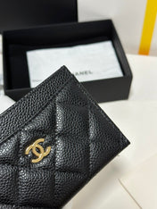 QUILTED CLASSIC CARD HOLDER 11 IN BLACK CAVIAR SKIN