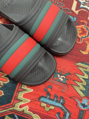 GG WEB SLIDE SANDAL BLACK RUBBER