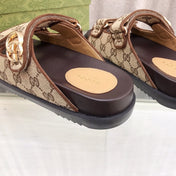 GG  Rubber Sole Logo Sandals Brown Caro