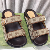 GG  Rubber Sole Logo Sandals Brown Caro