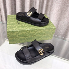 GG  Rubber Sole Logo Sandals Black