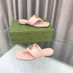 GG  marmont logo - embellished mattelasse leather sandal in pink