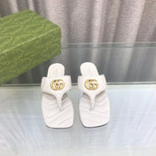 GG  marmont logo - embellished mattelasse leather sandal in white
