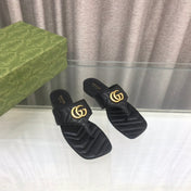 GG  marmont logo - embellished mattelasse leather sandal in black