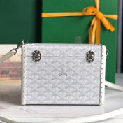 CASSETTE TRUNK BAG 21 IN WHITE GOYARDINE CANVAS & CLAMECY COWHIDE