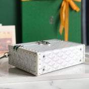 CASSETTE TRUNK BAG 21 IN WHITE GOYARDINE CANVAS & CLAMECY COWHIDE