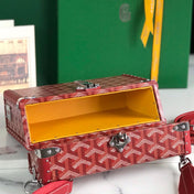 CASSETTE TRUNK BAG 21 IN BURGUNDY RED GOYARDINE CANVAS & CLAMECY COWHIDE