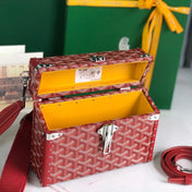 CASSETTE TRUNK BAG 21 IN BURGUNDY RED GOYARDINE CANVAS & CLAMECY COWHIDE