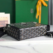 CASSETTE TRUNK BAG 21 IN BLACK GOYARDINE CANVAS & CLAMECY COWHIDE