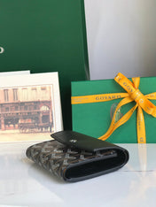 SAINT-GABRIEL WALLET 12 IN BLACK CALFSKIN AND GOYARDINE CANVAS