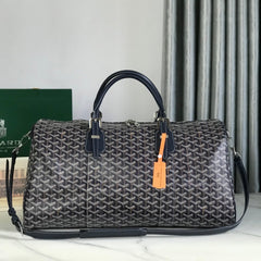 BOSTON 50 BAG IN NAVY BLUE GOYARDINE CANVAS AND CALFSKIN TRIM