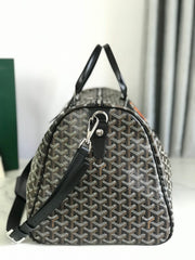 BOSTON 50 BAG IN BLACK GOYARDINE CANVAS AND CALFSKIN TRIM