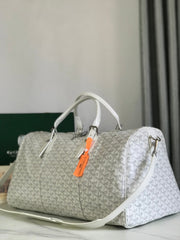 BOSTON 50 BAG IN WHITE GOYARDINE CANVAS AND CALFSKIN TRIM