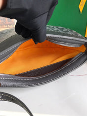 HIRONDELLE BAG 25 IN GRAY LAMBSKIN AND GOYARDINE CANVAS