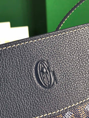 HIRONDELLE BAG 25 IN NAVY BLUE LAMBSKIN AND GOYARDINE CANVAS