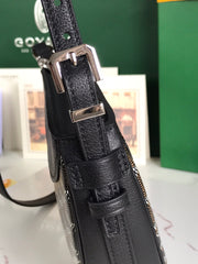 HIRONDELLE BAG 25 IN BLACK LAMBSKIN AND GOYARDINE CANVAS