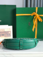 HIRONDELLE BAG 25 IN GREEN LAMBSKIN AND GOYARDINE CANVAS