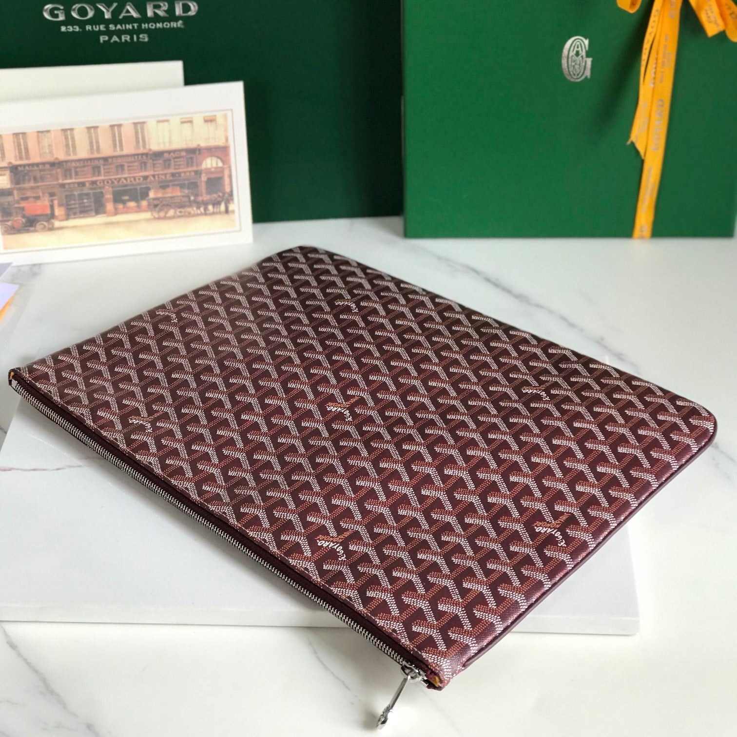 SÉNAT MGM POUCH 40 IN BURGUNDY RED GOYARDINE CANVAS