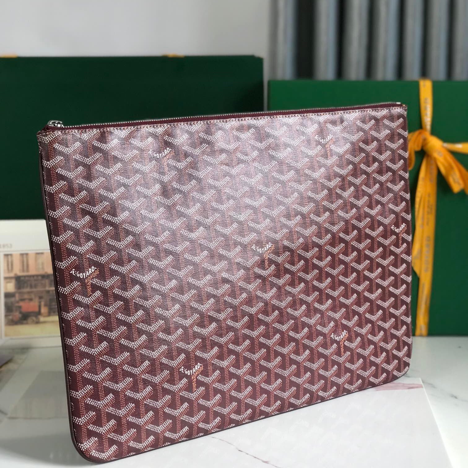 SÉNAT MGM POUCH 40 IN BURGUNDY RED GOYARDINE CANVAS