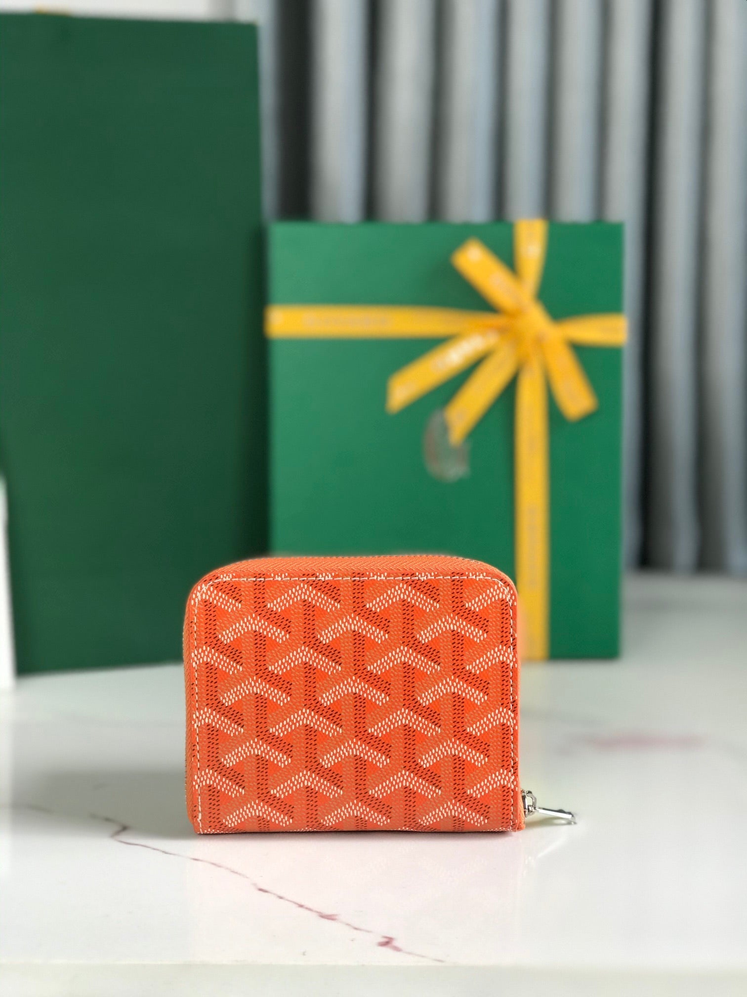 MATIGNON MINI WALLET 11 IN ORANGE GOYARDINE CANVAS AND CALFSKIN