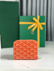 MATIGNON MINI WALLET 11 IN ORANGE GOYARDINE CANVAS AND CALFSKIN