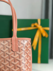 ANJOU MINI BAG 20 IN MANHATTAN PINK  CALFSKIN AND GOYARDINE CANVAS