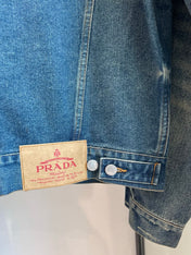 PRADA 25ST LEATHER JACKET WITH DENIM PATCHWORK 321