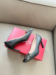 TROMPETTE BALLERINAS PUMPS IN BLACK SHINY CALFSKIN GOLD BUCKLE