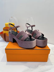 JAM 30 SANDAL IN ROSY BROWN VELVET