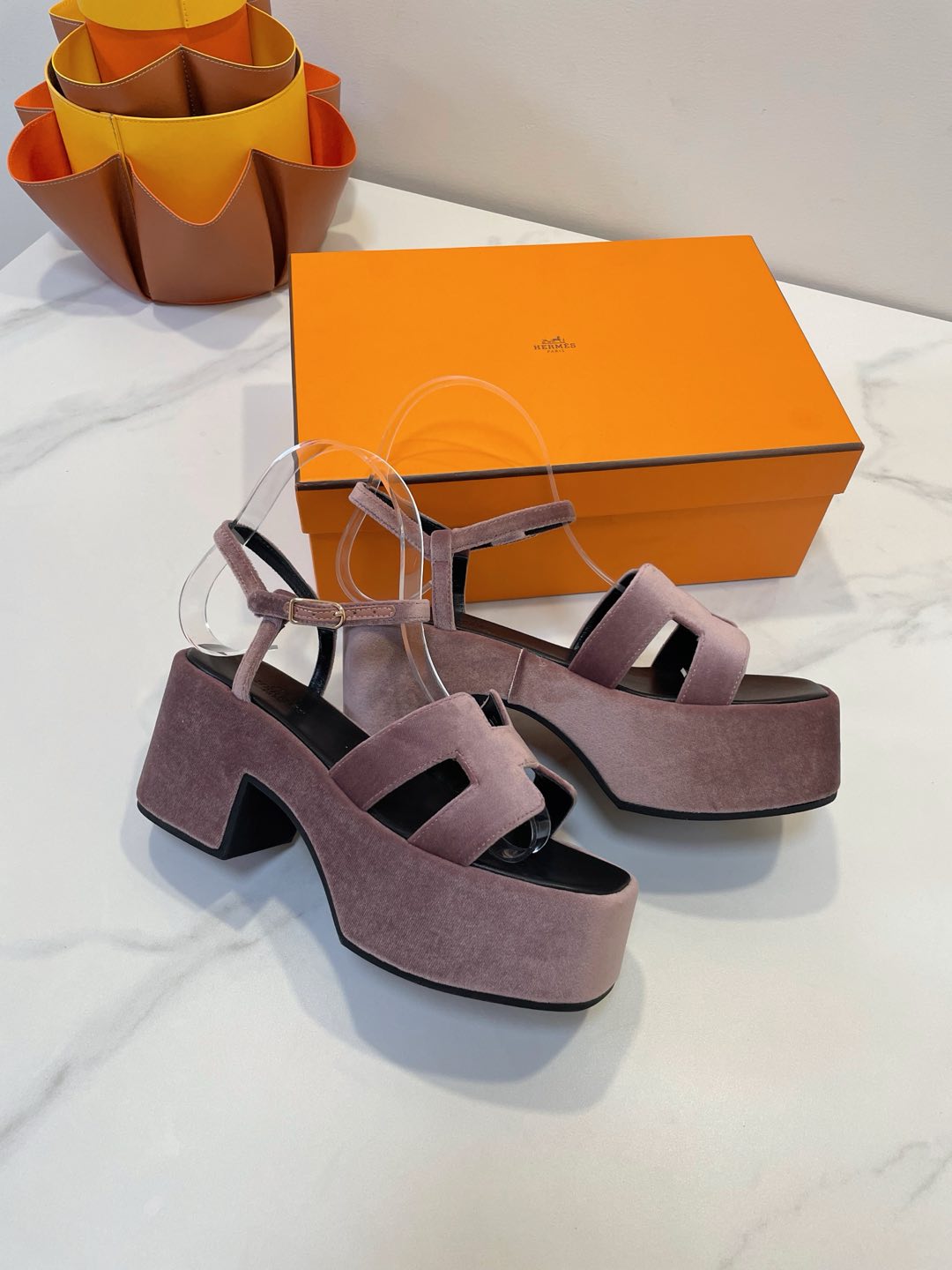 JAM 30 SANDAL IN ROSY BROWN VELVET