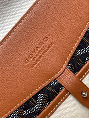 CISALPIN DOCUMENT CASE 39 IN BLACK GOYARDINE CANVAS AND TAN CALFSKIN