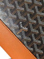 CISALPIN DOCUMENT CASE 39 IN BLACK GOYARDINE CANVAS AND TAN CALFSKIN