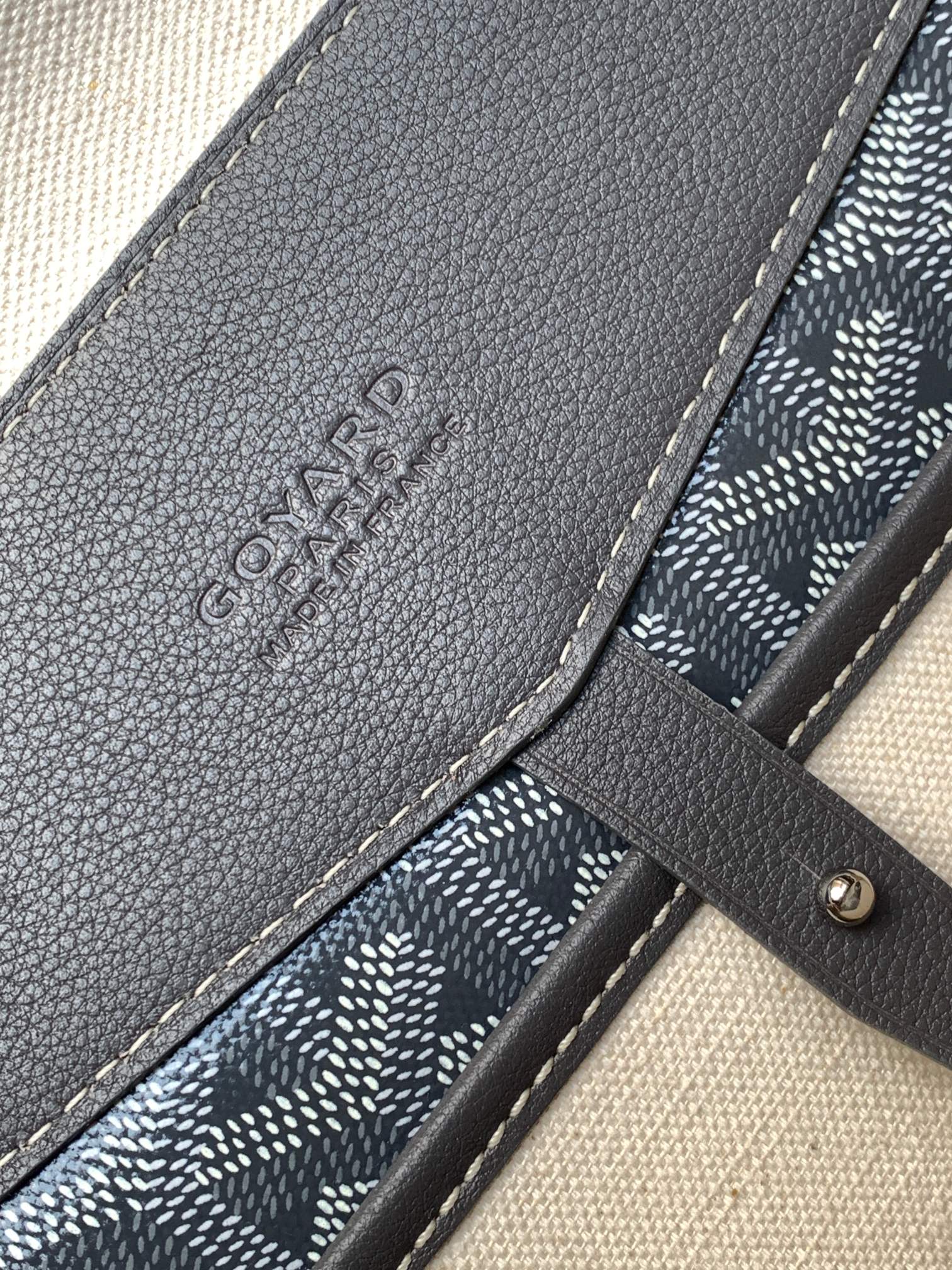 CISALPIN DOCUMENT CASE 39 IN GRAY GOYARDINE CANVAS AND CALFSKIN