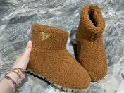 PRADA 26S ANKLE BOOTS IN CARAMEL BROWN FUR