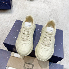 GG RHYTON TRAINER WHITE LAMBSKIN WITH PURPLE DINO MOTIF