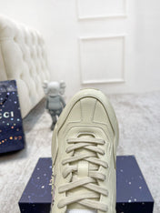 GG RHYTON TRAINER WHITE LAMBSKIN WITH PURPLE DINO MOTIF