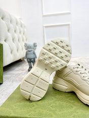 GG RHYTON TRAINER WHITE LAMBSKIN WITH HEART MOTIF