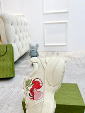 GG RHYTON TRAINER WHITE LAMBSKIN WITH HEART MOTIF