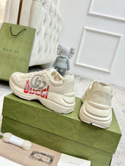 GG RHYTON TRAINER WHITE LAMBSKIN WITH H LETTER