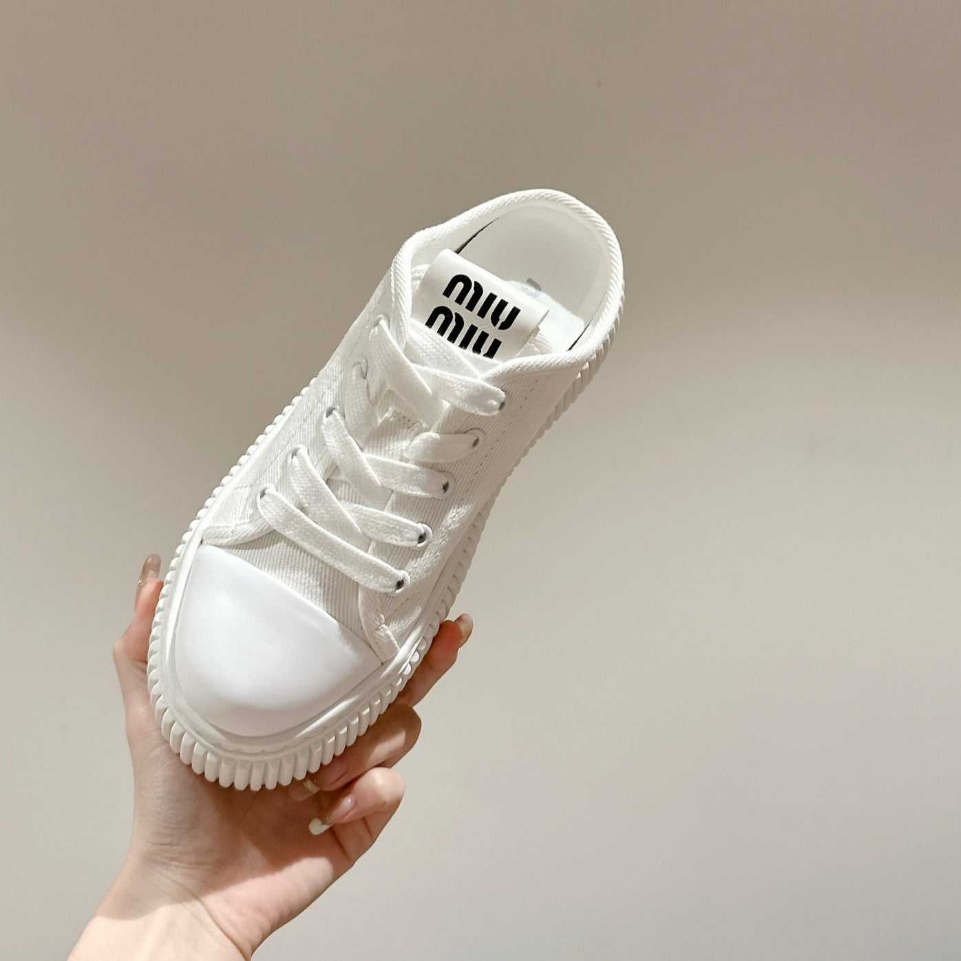 Sneakers Mules White Canvas