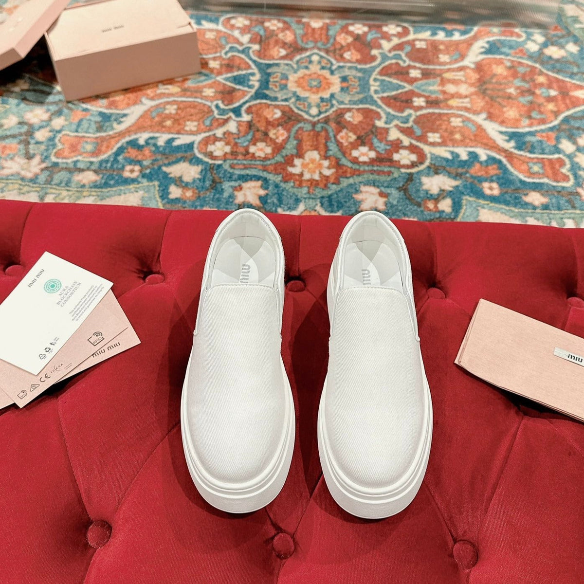 Slip-on Shoes  High Sole White Canvas