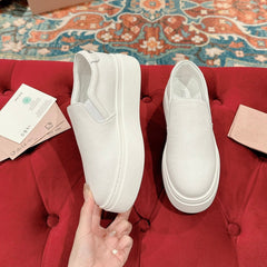 Slip-on Shoes  High Sole White Canvas