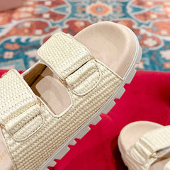 Women's Sandals Bright Cream Sheepskin With Straps