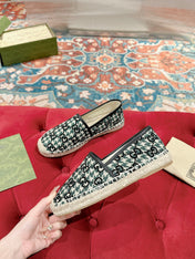 GG ESPADRILLE LOAFER BLACK AND BASIL CANVAS
