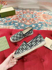 GG ESPADRILLE LOAFER BLACK AND BASIL CANVAS
