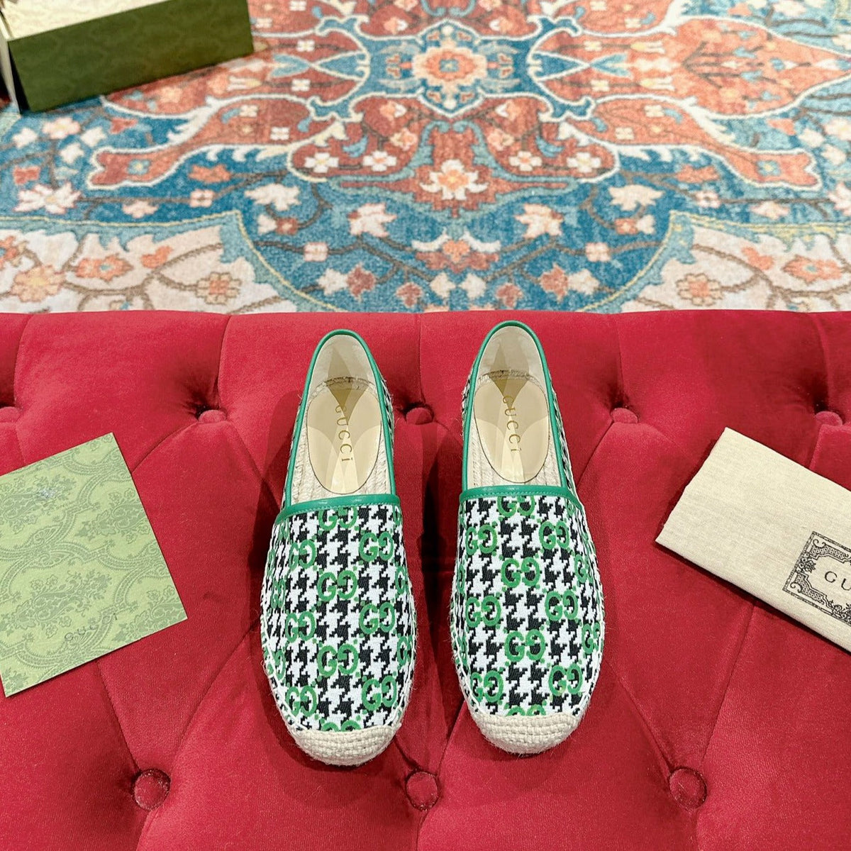 GG ESPADRILLE LOAFER GREEN CANVAS