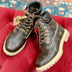 LV X TIMBERLAND ANKLE BOOT IN CHOCOLATE BROWN MONOGRAM CALFSKIN