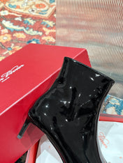 VIV CANARD ANKLE BOOTS IN BLACK PATENT CALFSKIN